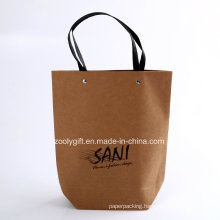 Custom Logo Printing Quality Recycled Brown Kraft Paper Carrier Bags